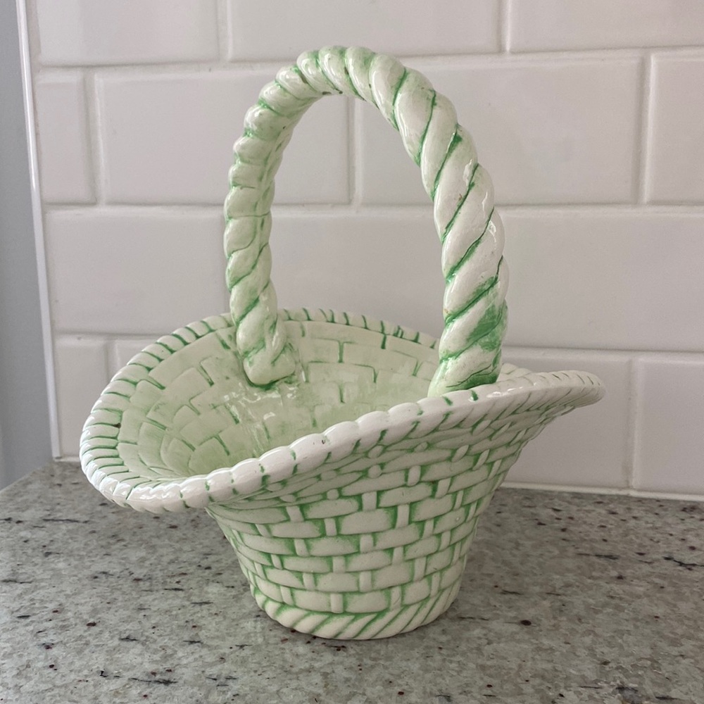 Vintage ceramic painted basket